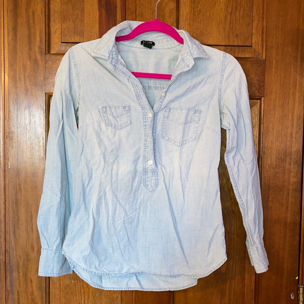 J Crew light wash denim shirt